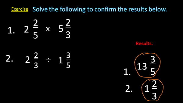 Exercise on Mixed Fractions